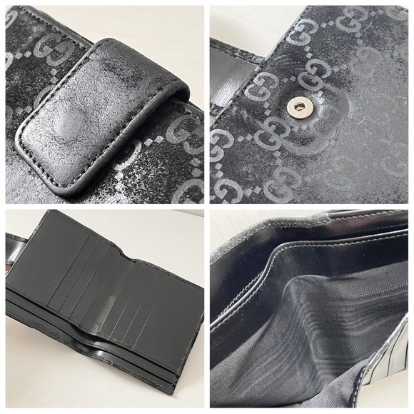 Gucci black monogram embossed suede leather wallet - Picture 7 of 11